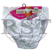 Load image into Gallery viewer, B2: Pack Of 10 Passionelle Womens Designer Assorted Print White Bikini Briefs