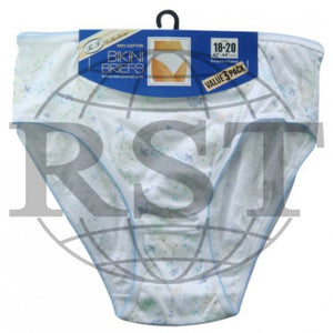 B1A: Pack Of 3 Passionelle Womens Designer Assorted Print White Bikini Briefs