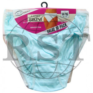 B5: Pack Of 10 Passionelle Womens Designer Assorted Pastel Colour Bikini Briefs