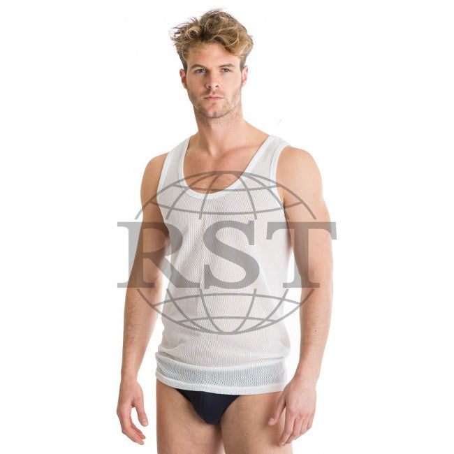 C002: Pack Of 2 Octave 365 Mens Cotton Rich Classic White Eyelet Sleeveless Vests