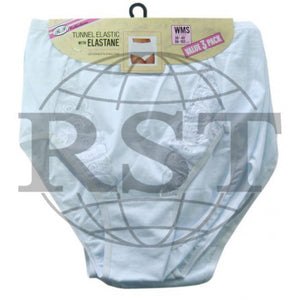 M38: Pack Of 3 Passionelle Womens White Tunnel Mama Briefs With Embroidery Design