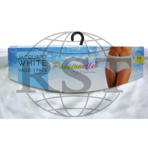M476W: Pack Of 3 Passionelle Womens Jacquard Designed White Colour Comfortable Covered Elastic Soft Cotton Briefs