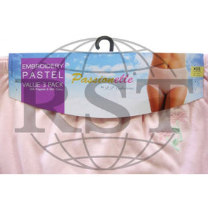 M506: Pack Of 3 Passionelle Womens Soft Mama Briefs With Embroidery