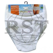Load image into Gallery viewer, M8W: 3 Pack Womens Passionelle Ribbed White Colour Super Soft Cotton Full Briefs