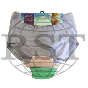 RWB120: Pack Of 3 Passionelle Womens 100 Cotton Pastel Tunnel Mama Briefs With Embroidery